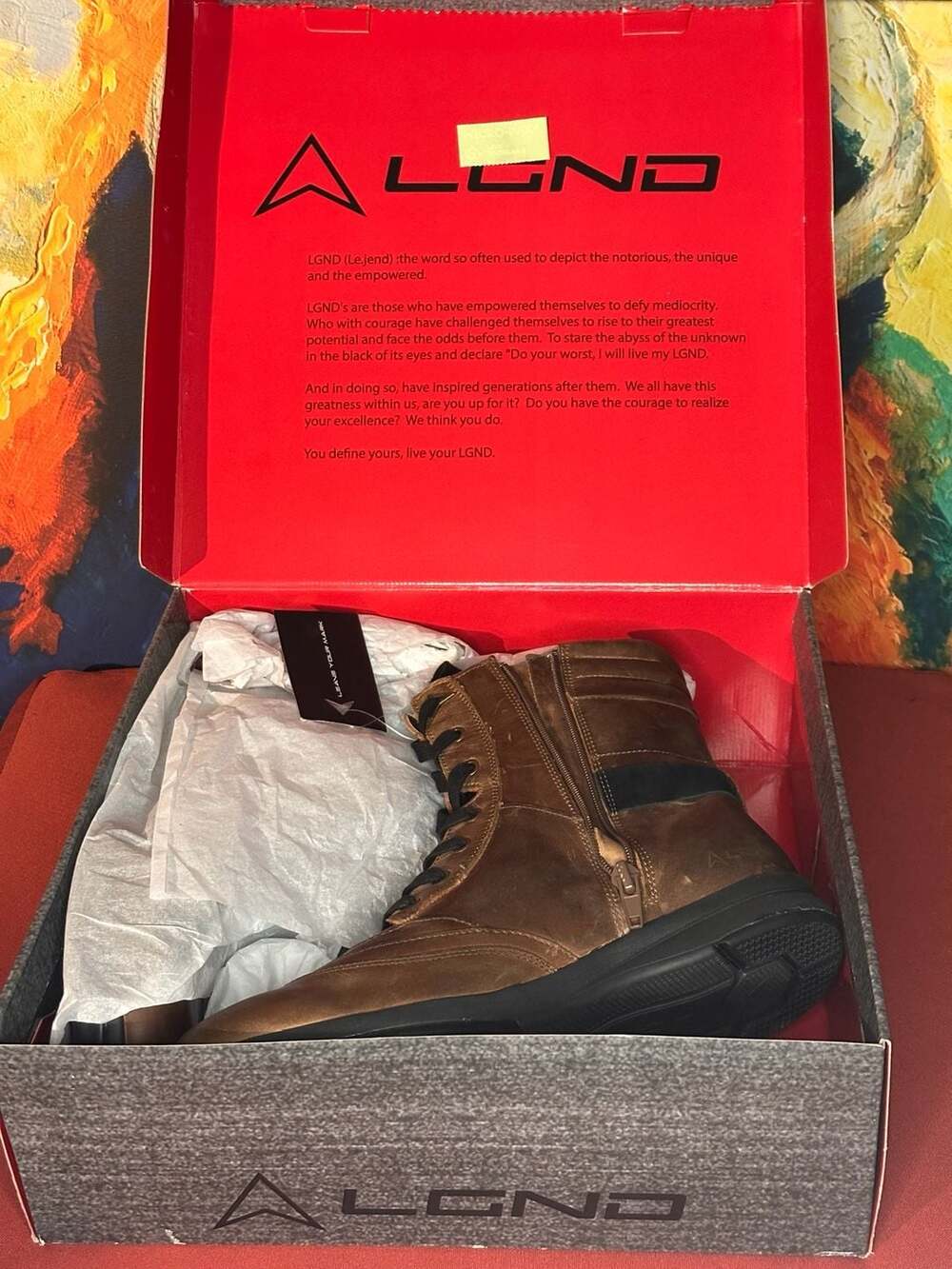 LGND Leo Brown Leather Side-Zip Boots Size 11M